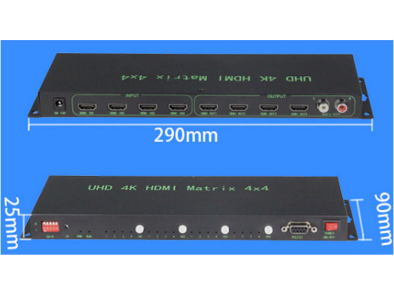 4K视频矩阵_HDMI矩阵一体机_高清矩阵4进4出 RH-J4-4YM